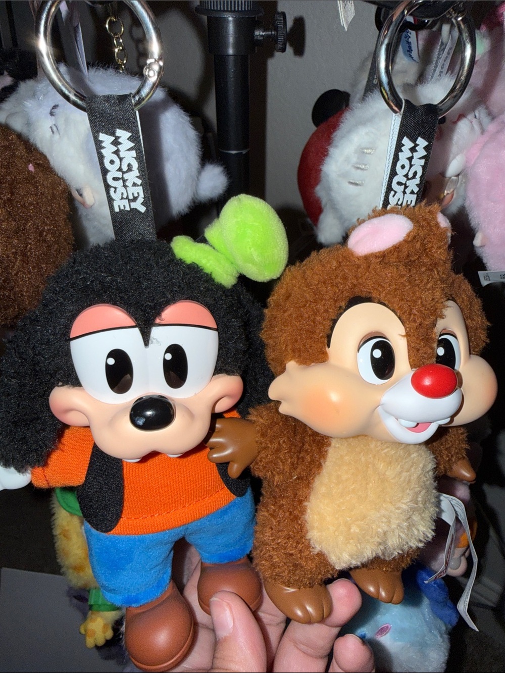 Mickey Mouse Plush Keychain - Brown & Black Character Pair